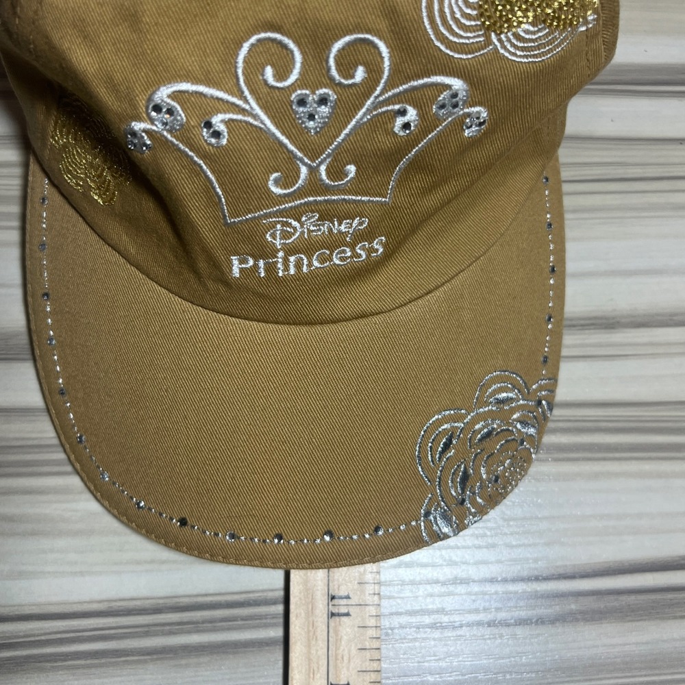 Disney Princess Tan Embroidered Tiara Rhinestone Baseball Cap Hat Kids Large NWT - Picture 10 of 14